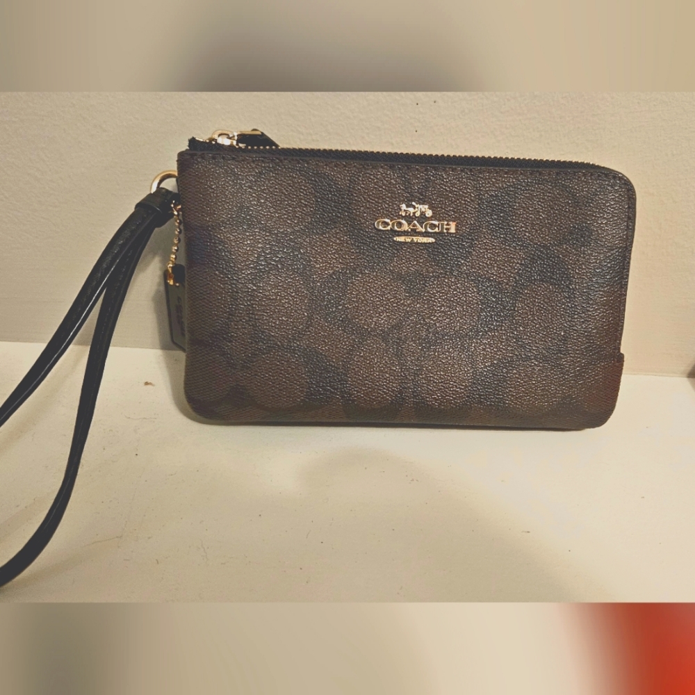 Coach Brown Wristlet Clutch